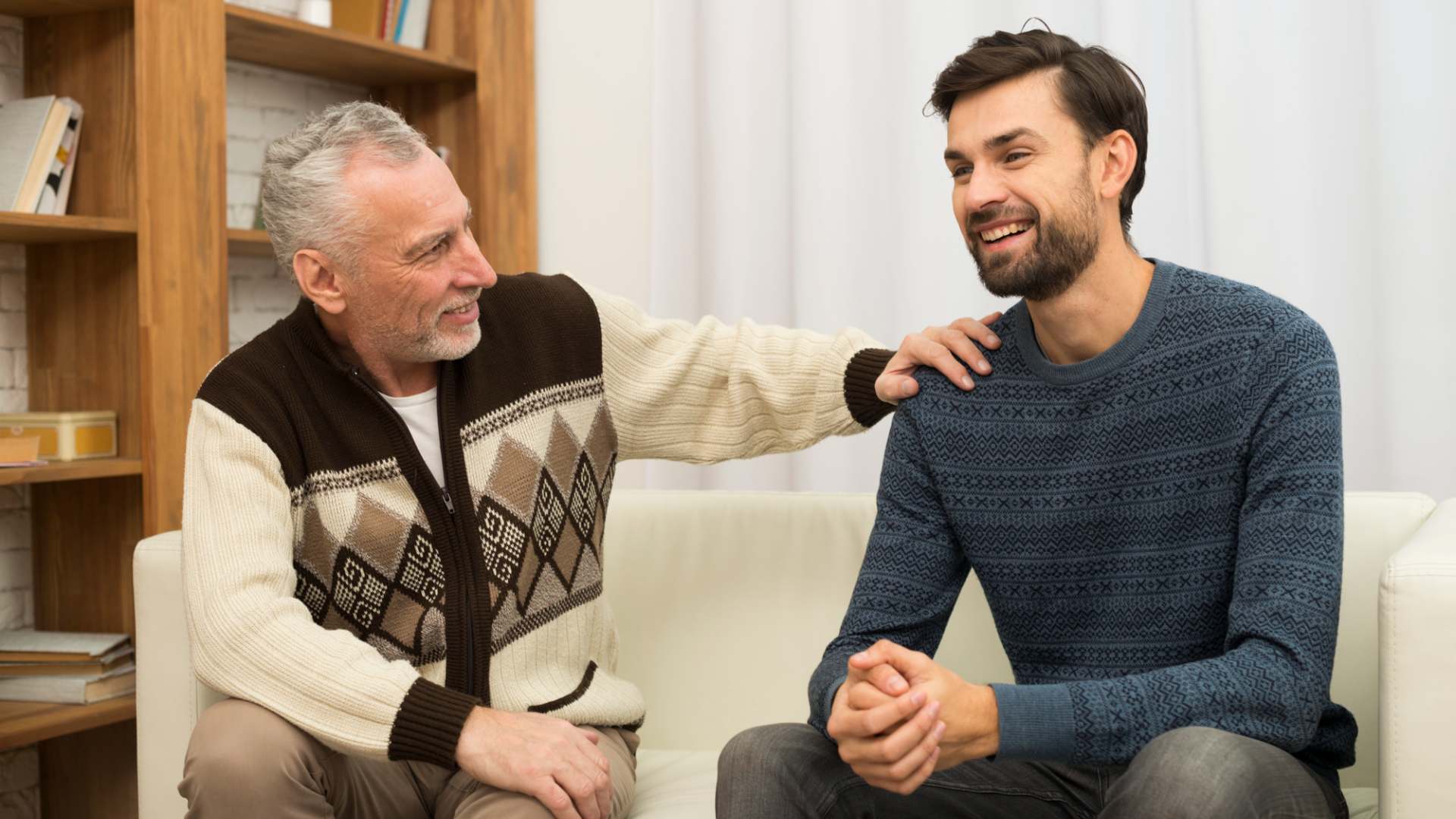 Father and adult son in a counseling session centered on Attachment Based Therapy in Nashville